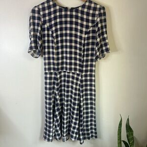 Reformation Navy and White Checkered Mini Dress